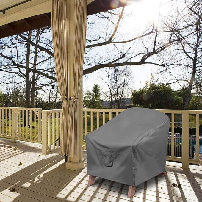 Vailge Patio Adirondack Chair Covers, Heavy Duty Patio Chair Cover, Waterproof Outdoor Lawn Patio Furniture Covers (Standard - 2 Pack, Grey) - Image 8
