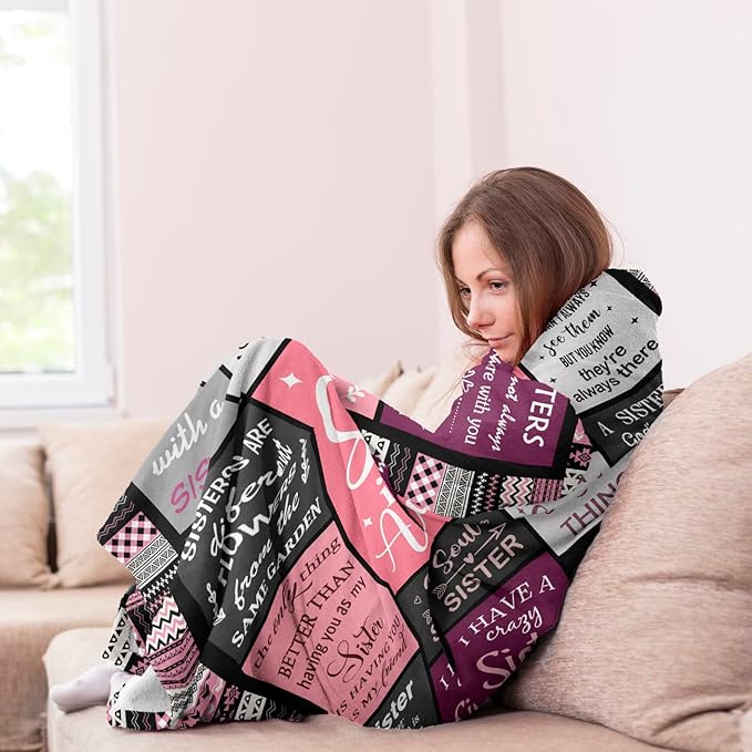 Ruvinzo Sister Gifts from Sis, Sisters Birthday Gift Idea, Best Sister Ever Gift for Women, Birthday Gifts for Sisters, Sis Soft Throw Blanket 80" x 60"