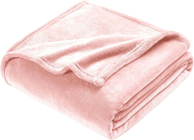 DREAMNINE Soft Plush Fuzzy Fleece Throw Blanket for Couch Sofa Chair 50" x 60", Decorative Solid Lightweight Fluffy Velvet Blankets for Women Girl, Cozy Accent Shaggy Flannel Blanket for Bedroom, Pink