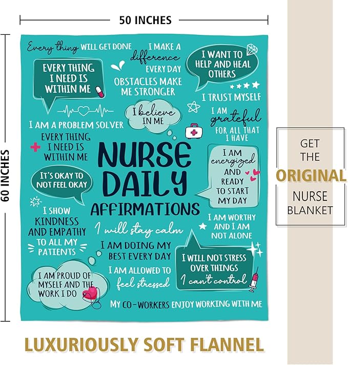 Craftique Nurse Gifts for Women Men, Nurses Week/Day/Appreciation Gifts- Soft Nurse Blanket with Daily Affirmations- LPN RN Gifts for Nurses, Nursing School Graduate Birthday Gifts