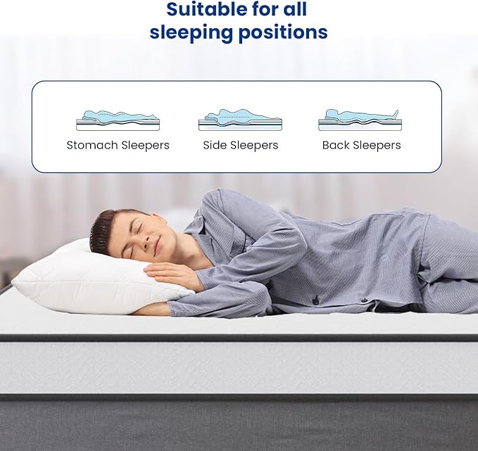 PayLessHere | 6 Inch King Mattress | Medium Firm Hybrid Mattress | White | with High-Density Foam and Breathable Cover | Pocket Spring Design, Pressure Relief | Bed in a Box, CertiPUR-US Certified