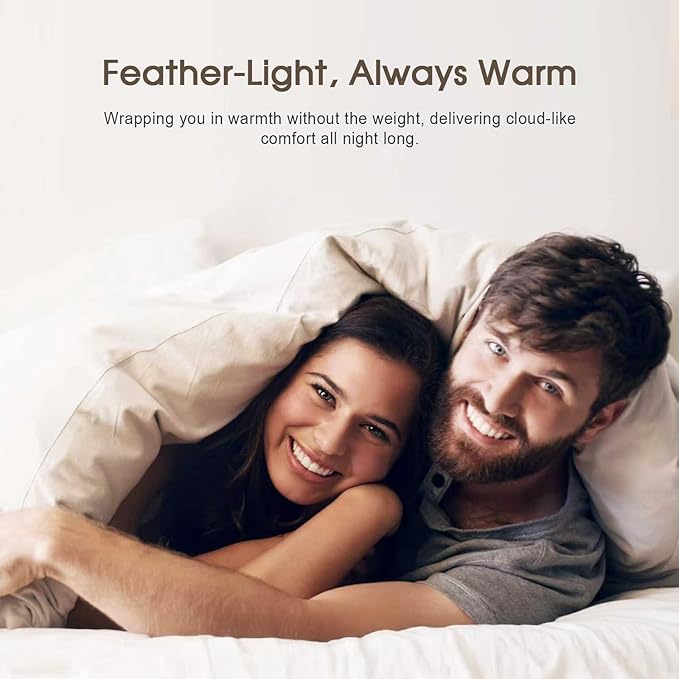 Cobnom® Feather and Down Fibres Comforter Oversized Queen - 100% Organic Cotton, Quill-Free & Ethical, Luxury All Season Duvet Insert (White, 98x98 Inches)
