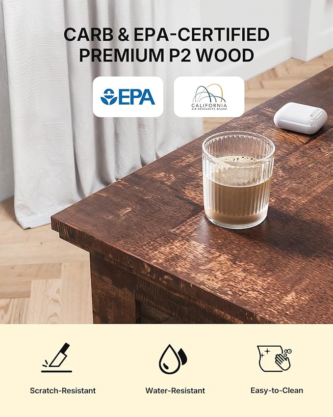 Amada Lift Top Coffee Table with Storage, Smooth Lifting Center Table with Hidden Compartment, Diagonal Pattern Wood Coffee Table for Living Room and Home Office, Rustic Brown
