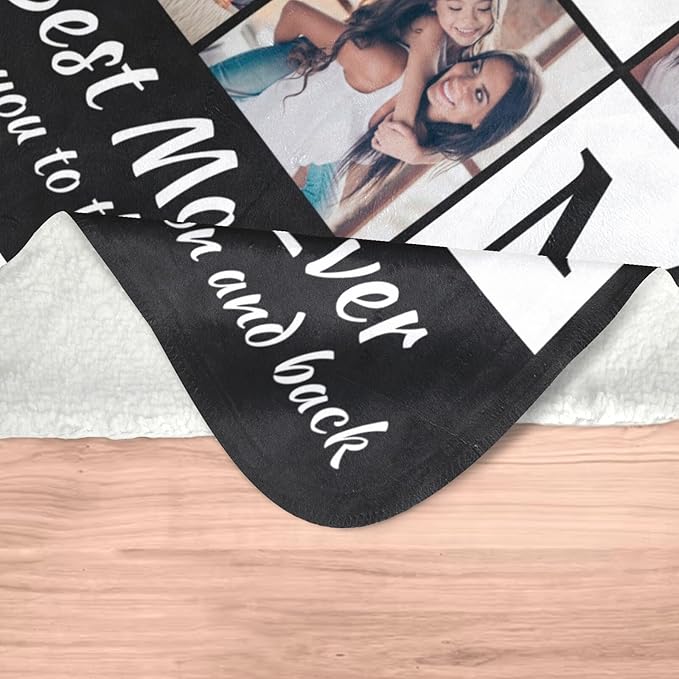 Printwoo Custom Photo Blanket Personalized Picture Blankets Birthday Gifts for Mom from Daughter Son Customized Gifts for Mom Grandma Wife