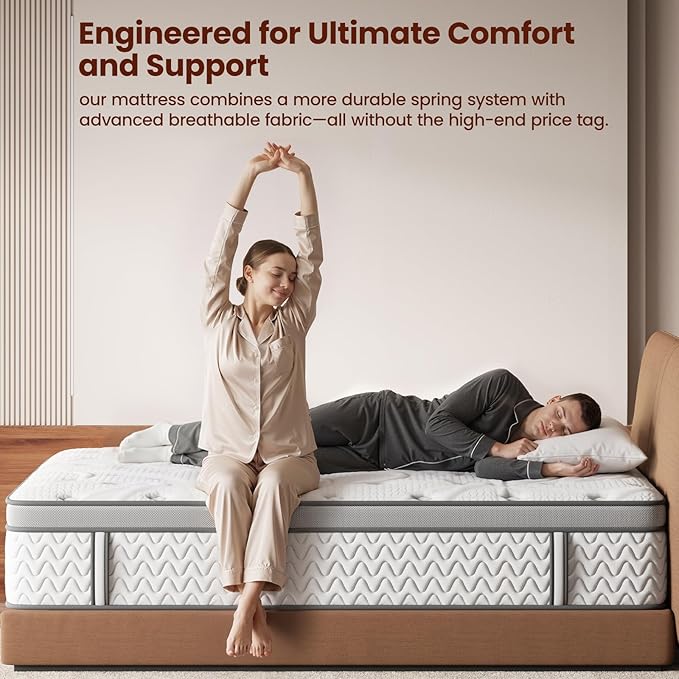 SLEEP100 Full Mattress 10 Inch - 5-Zone Firm Hybrid with Lumbar & Shoulder Support, Euro Top Pain Relief, Edge Reinforcement, Fiberglass Free, 365 Night Trial, Hotel Collection