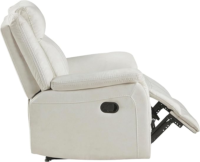 Lexicon Manual Recliner Chair, Polished Microfiber Reclining Sofa Chair, Home Theater Seating, Wall Hugger Manual Recliner for Living Room/Office/Apartment, Beige