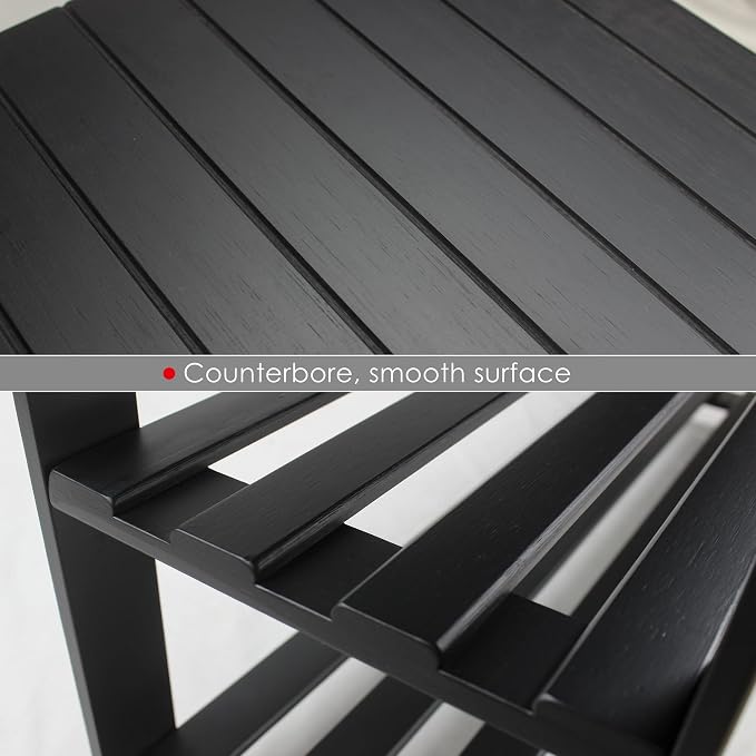 SMIBUY Bamboo Shoe Rack Bench, 3-Tier Shoe Organizer Storage Shelf for Entryway Hallway Bathroom Living Room (Black) - Image 5
