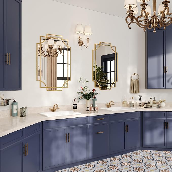 Kelly Miller Gold Bathroom Mirror for Wall, 24"x36" Large Decorative Mirror Gold Wall Mirror Vanity Mirror Beveled Wall Decor for Master Bath Half Bath Living Room Bedroom Fireplace Mantle Entryway - Image 5
