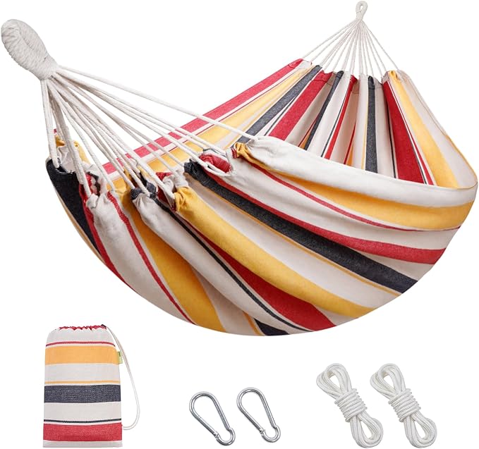 HappyPicnic Double Hammock with 9.8FT2 Rope, Portable 2 Persons Hammock with Carrying Bag- Patio Hammocks Hanging Camping Bed for Patio, Backyard, Porch, Outdoor and Indoor Use by INNOSTAGE