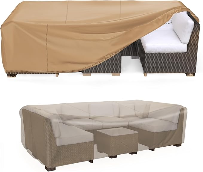 Mrrihand Heavy Duty Patio Furniture Covers, Outdoor Furniture Covers Waterproof Sectional Sofa Set , Patio Table and Chair Set Cover 62"L×42"W×28"H,Brown by Mrrihand