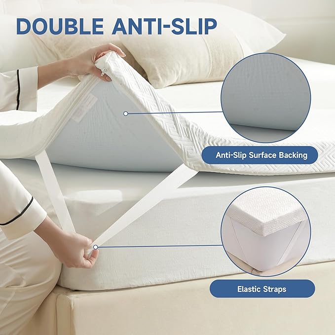 Eiayeebil 3 Inch Memory Foam Mattress Topper King, Memory Foam Pad with Removable & Washable Cover, Bed Topper for Back Pain, Non-Slip Ventilated Design, King Size