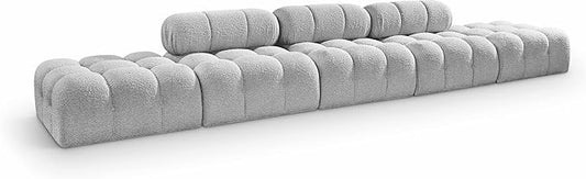 Meridian Furniture 611Grey-S170A Ames Collection Modern | Contemporary Modular Sectional with Rich Grey Boucle Fabric, Modular to Create Infinite Configurations, 170" W x 34" D x 28" H, Grey