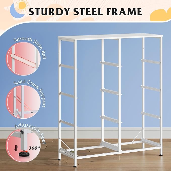 WLIVE Fabric Dresser for Bedroom, Tall Dresser with 8 Drawers, Storage Tower with Fabric Bins, Double Dresser, Chest of Drawers for Closet, Playroom, Dormitory, Purple - Image 7