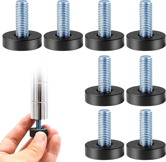 8 Pack Adjustable Rubber Furniture Levelers, 3/8"-20 UNC Threaded Screw-in Rubber Legs for Tables, Chairs, Cabinets, Wire Rack, Sofa - Heavy Duty Floor Protectors
