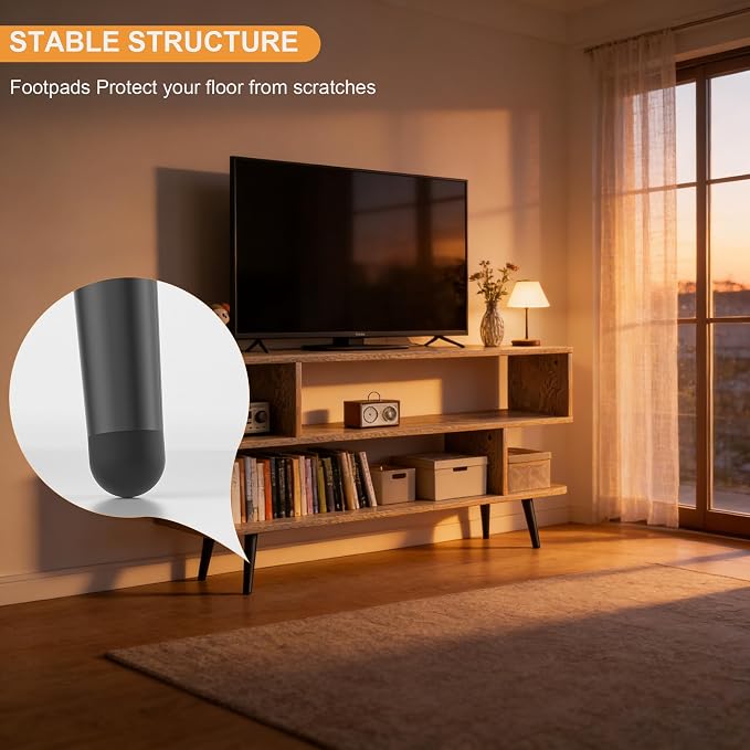 Lightdot TV Stand for Living Room, 45 inch tv Stand Mid Century Modern Entertainment Center for 55/60 inch TVs, TV Console Table with Open Storage Shelves, TV Stand for Bedroom, Dresser, Living Room - Image 5