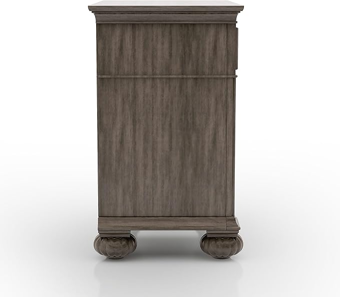 Furniture of America Malierd Traditional Wood 5-Piece Set, Panel King-Size Bed, 3-Drawer Nightstands, Dresser and Mirror for Bedroom, Gray