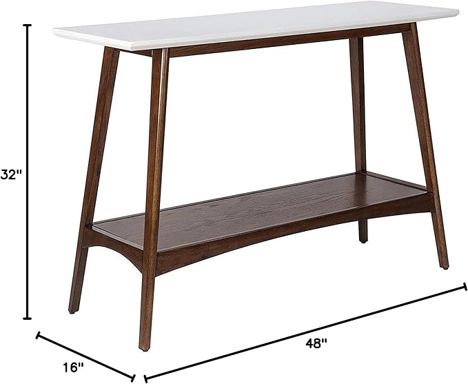 Madison Park Parker Console Tables-Solid Wood, Two-Tone Finish with Lower Storage Shelf Modern Mid-Century Accent Living Room Furniture, Medium, Off-White/Pecan