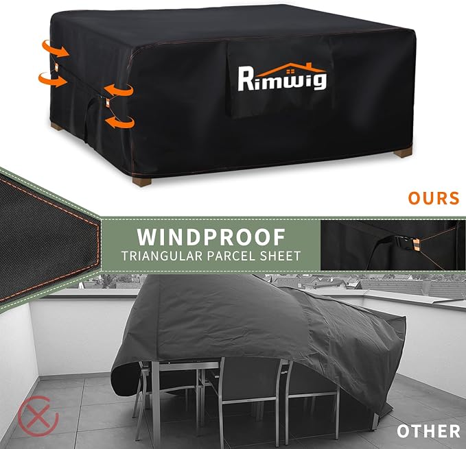 Patio Furniture Set Cover Waterproof, Outdoor Dining Coffee Table Chair Covers Rectangular, Heavy Duty Outside Weatherproof 60" L x 30" W x 28" H… - Image 3