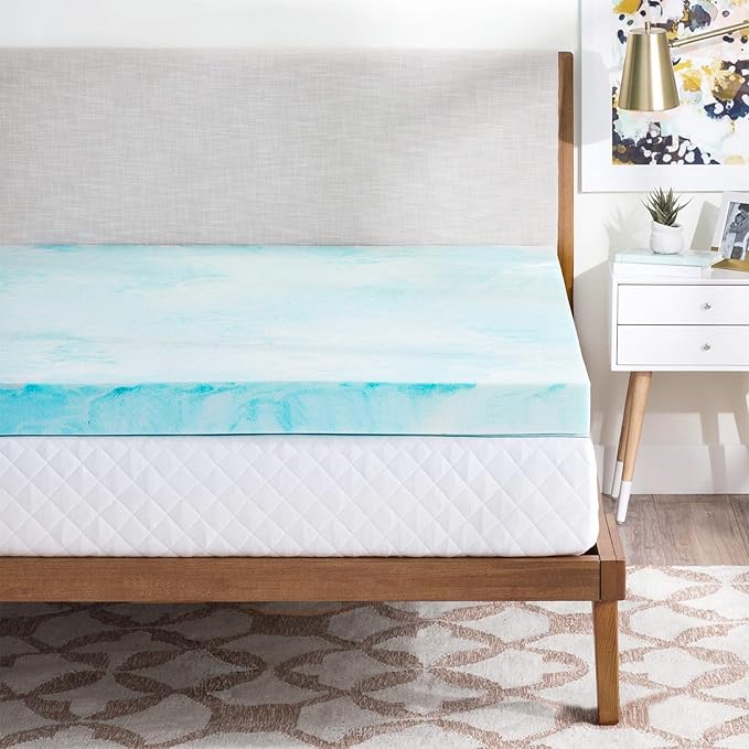 OLIXIS Gel Memory Foam Mattress Topper, Cal King 2 Inch, Cooling Gel Infused Soft Comfy Breathable, Pressure-Relieving, CertiPUR-US Certified