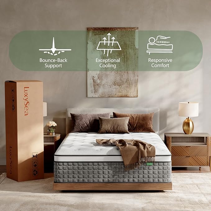 California King Mattress, Medium Firm Cali King Mattress 12 Inch - Memory Foam & Pocket Springs for Back Pain Relief, Fiberglass Free, Motion Isolation, CertiPUR-US & Oeko-TEX Certified