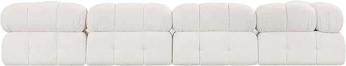 Meridian Furniture 611Cream-S136A Ames Collection Modern | Contemporary Modular Sofa with Rich Cream Boucle Fabric, Modular to Create Infinite Configurations, 136" W x 34" D x 28" H, Cream