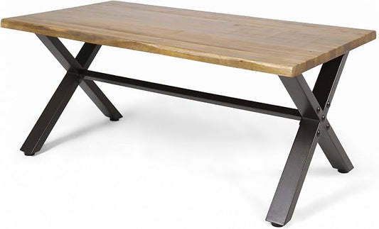 Christopher Knight Home Sanibel Outdoor Acacia Wood Coffee Table, Teak Finish / Rustic Metal,Black and Brown by ChristopherKnightHome