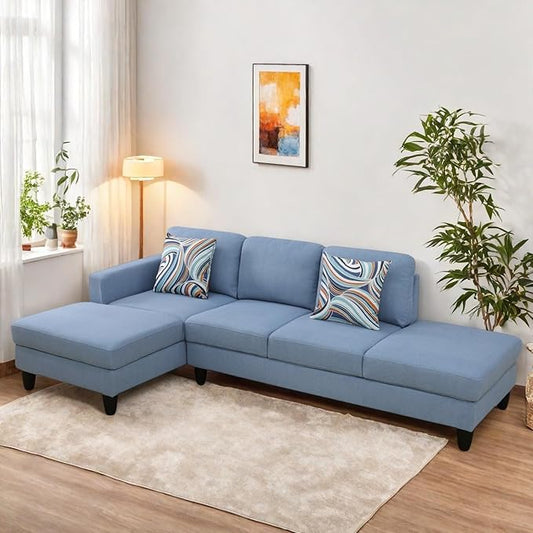 Sectional Sofas for Living Room Furniture Sets, 4-Seat Modular Sectional Sofa with Armrests, High Elastic Sponge Filled L Shaped Couch for Apartment, Blue