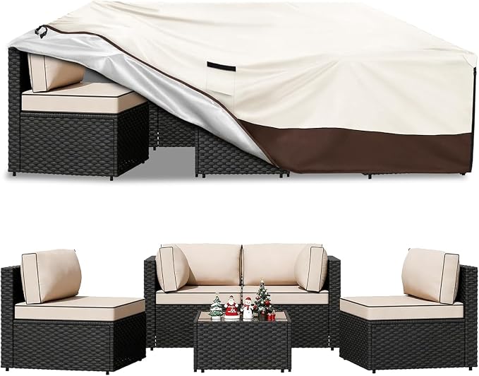 Patio Furniture Covers Waterproof,Heavy Duty Outdoor Furniture Covers, Rectangle Patio Table Cover Fits 5-8Piece Sectional Set Outdoor Chair Couch Table Sets (88" L x 62" W x 28" H) by Unknown