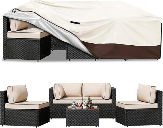 Patio Furniture Covers Waterproof,Heavy Duty Outdoor Furniture Covers, Rectangle Patio Table Cover Fits 5-8Piece Sectional Set Outdoor Chair Couch Table Sets (88" L x 62" W x 28" H) by Unknown