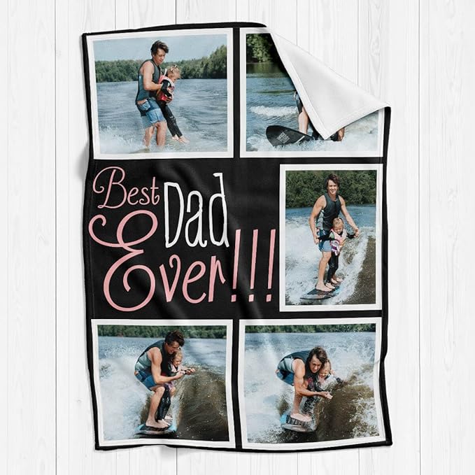 inkArts Gifts for Dad Custom Blankets with Photos Personalized Photo Blankets with Picture for Dad, Customized Throws Blanket for Fathers Day Plush Best Daddy Ever Family Husband Men Birthday