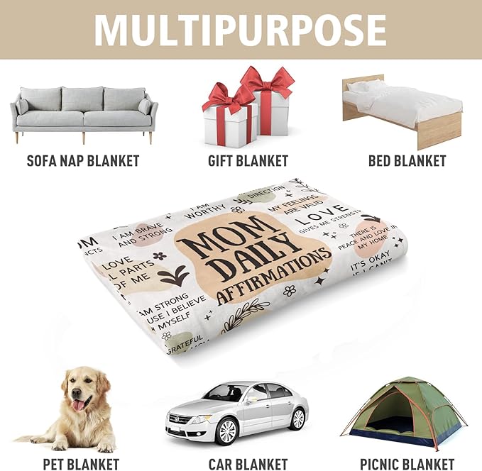 BaubleDazz First Mothers Day New Mom Gifts Blanket, Mama Daily Affirmations, Postpartum Pregnancy Gift for First Time Moms, Mommy to Be, Mama, New Mom Essentials, Birthday Gifts for Moms(50" x 60")