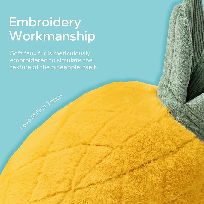 Phantoscope Fruit Shaped Pillows Series Pineapple Shaped Throw Pillow, Fun Home Decor of Fruit Themed Shaped Cushions, Decorative Shaped Pillow for Couch Bed and Chair, Yellow,9.5 x11.5 Inches
