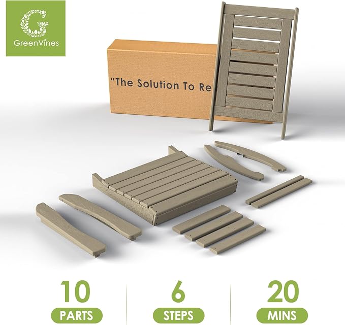 GREENVINES Outdoor Rocking Chairs | Set of 2 | Porch Rocker | HDPE Plastic | Wood Grain | Oversized Rockers | High Back | Big & Tall | Ladder Back | Desert Brown | for Patio Outside - Image 7