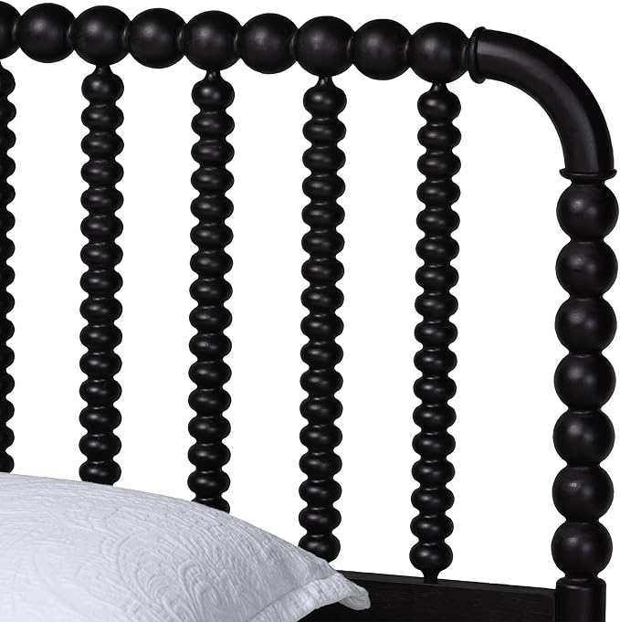 Baxton Studio Lucera Bobbin Wood Platform Bed, Twin, Black
