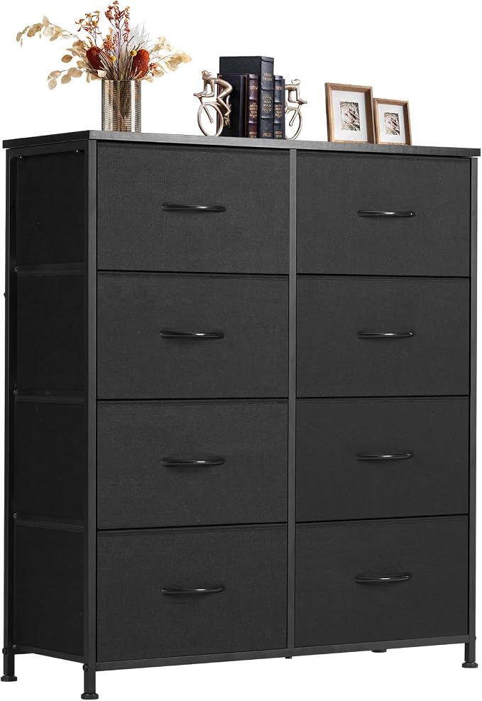 Sweetcrispy Dresser, Dresser for Bedroom Drawer Organizer Storage Drawers, Fabric Storage Tower with 8 Drawers, Chest of Drawers with Steel Frame, Wood Top for Living Room, Closet,Ink by Sweetcrispy