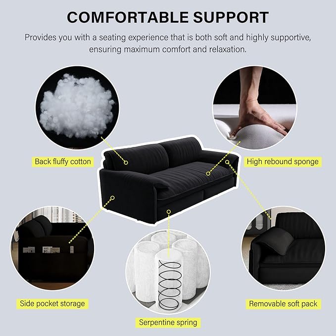 66" Queen Size Pull Out Sofa Bed, 3-in-1 Convertible Sleeper with Side Storage and Wheels, Velvet Loveseat for Living Room, Apartment, Bedroom, Black (Mattress & Bedding Not Included)