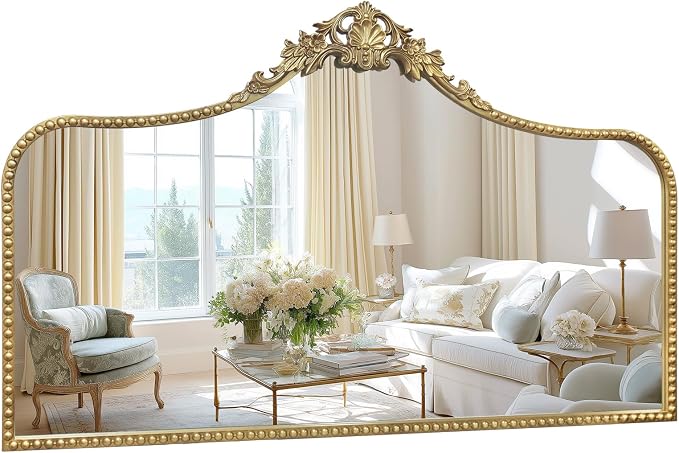G-LEAF Vintage Baroque Mirror 48"X30", Victorian Antique Mirror with Gold Ornate Metal Frame for Fireplace Entryway Living Room Hallway Bathroom by G-LEAF