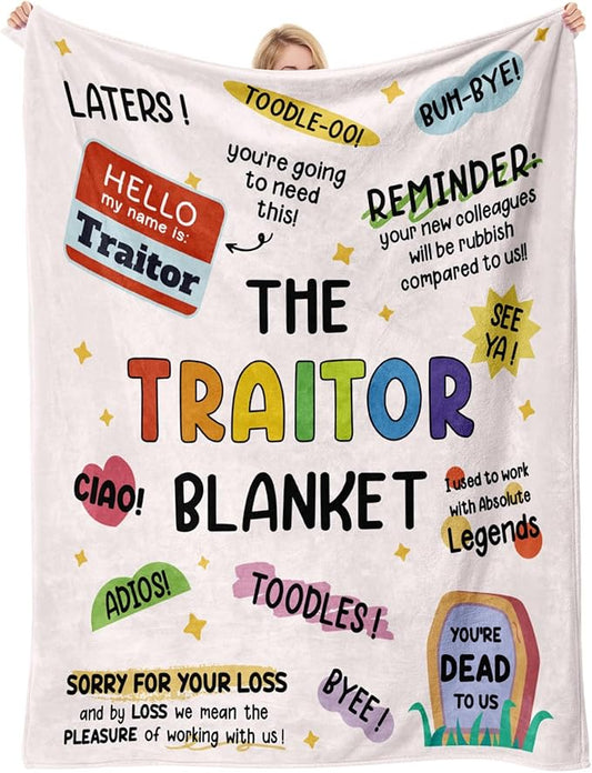 Farewell Gifts for Coworkers, Coworker Leaving Gifts for Women, Men - Traitor Blanket 80" X 60", Goodbye&Going Away Gifts for Coworkers, Work Besties Gift, Leaving Gift for Teacher Nurse Boss Friends