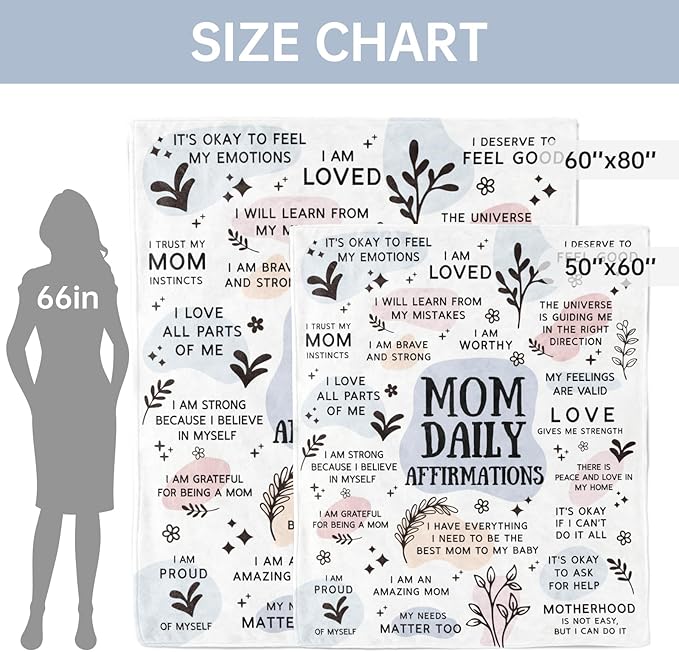 BaubleDazz First Mothers Day New Mom Gifts Blanket, Mama Daily Affirmations, Postpartum Pregnancy Gift for First Time Moms, Mommy to Be, Mama, New Mom Essentials, Birthday Gifts for Moms(80" x 60")