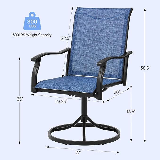 Outdoor Swivel Dining Chairs Set of 2, Textilene Patio Swivel Chair All Weather Outdoor Dining Chairs 360 Degree Rotating Metal Patio Rocking Chair for Lawn, Porch, Garden, Backyard, Poolside - Image 2