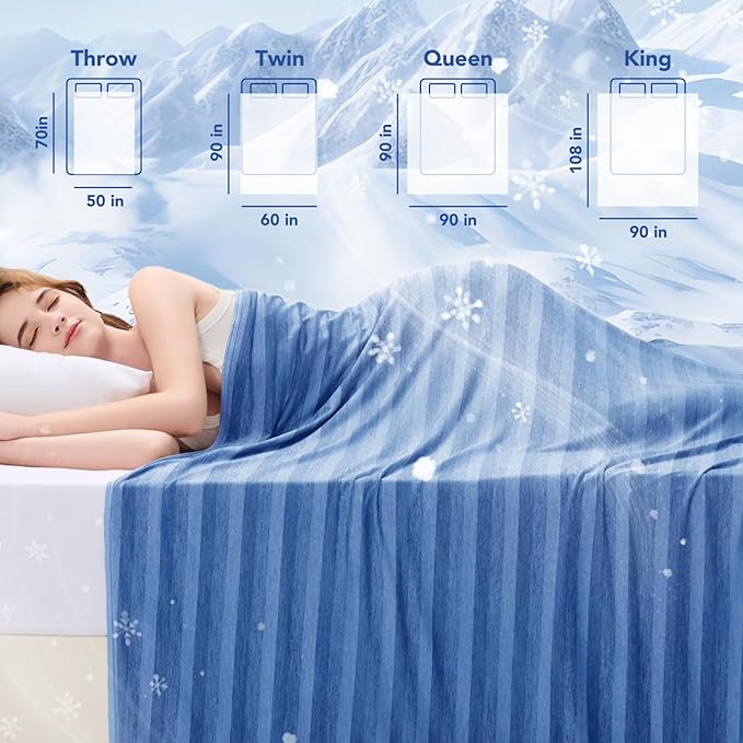 GOHERO Cooling Blanket for Couples- 60"x90" Summer Cooling Throw Blanket for Hot Sleepers Arc-Chill Q-Max >0.45 Cool Fiber, Keeps Cool for Night Sweats, Soft Lightweight Sofa Blankets for Kid Adults