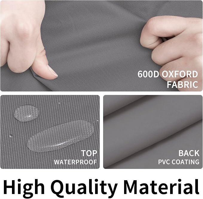 Easy-Going 600D Heavy Duty Patio Furniture Cover, Outdoor Square Table and Chair Set Cover, Waterproof Outdoor Sectional Set Cover (84"L x 84"W x 28"H, Grey) - Image 3