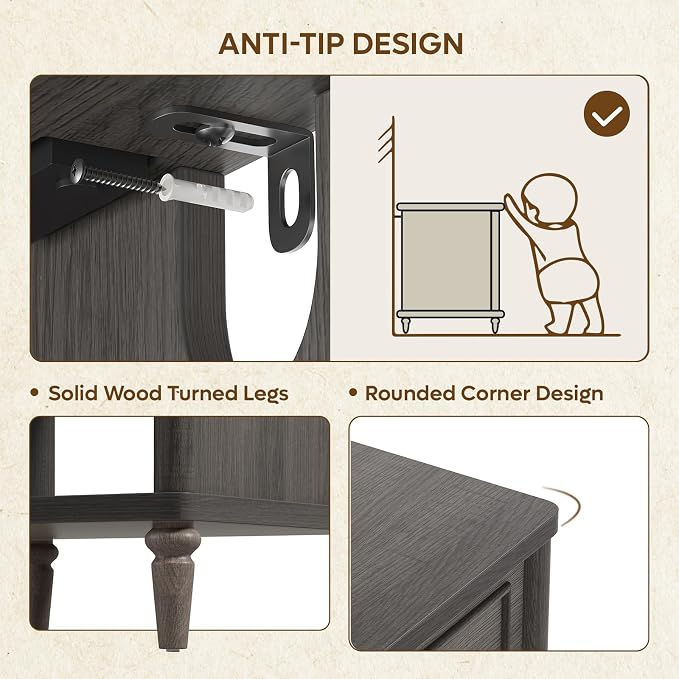 Bestier Nightstand Set of 2, 26.7" Farmhouse Night Stand with Chargeing Station, Wood Modern Nightstand with 2 Drawers & Shelf, Bed Side Table with Outlets & Ports, End Table for Bedroom, Black - Image 6