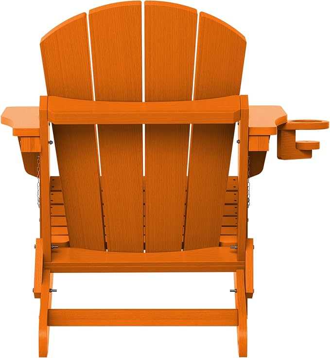 SERWALL Adirondack Chair for Patio Garden Outdoors Heavy All-Weather Fire Pit Chairs - Orange - Image 11
