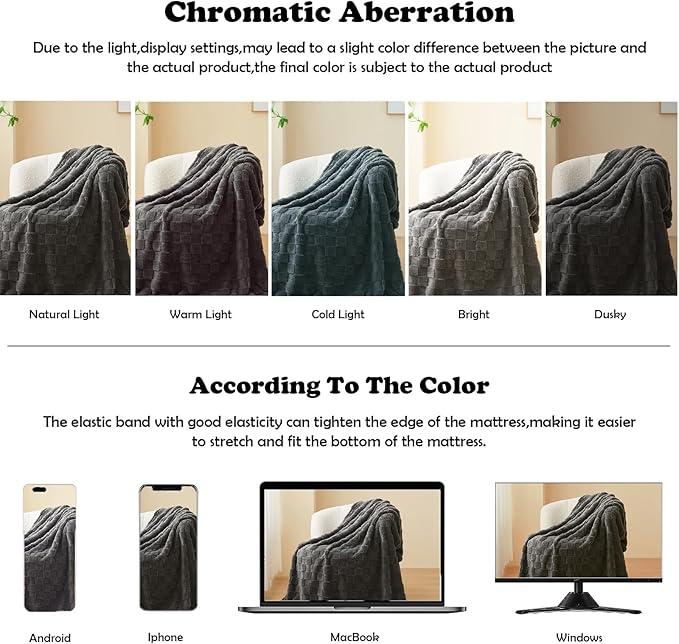 NEWCOSPLAY Super Soft Twin Blanket Dark Grey Premium Silky Flannel Fleece 3D Checkered Lightweight Bed Blanket All Season Use (Dark Grey Checkered, Twin(60"x80"))