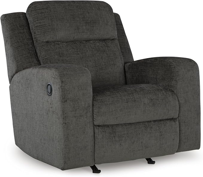Signature Design by Ashley Kanlow Casual Manual Rocker Recliner with Track Arms, Gray
