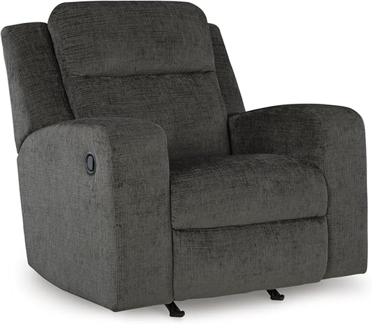 Signature Design by Ashley Kanlow Casual Manual Rocker Recliner with Track Arms, Gray