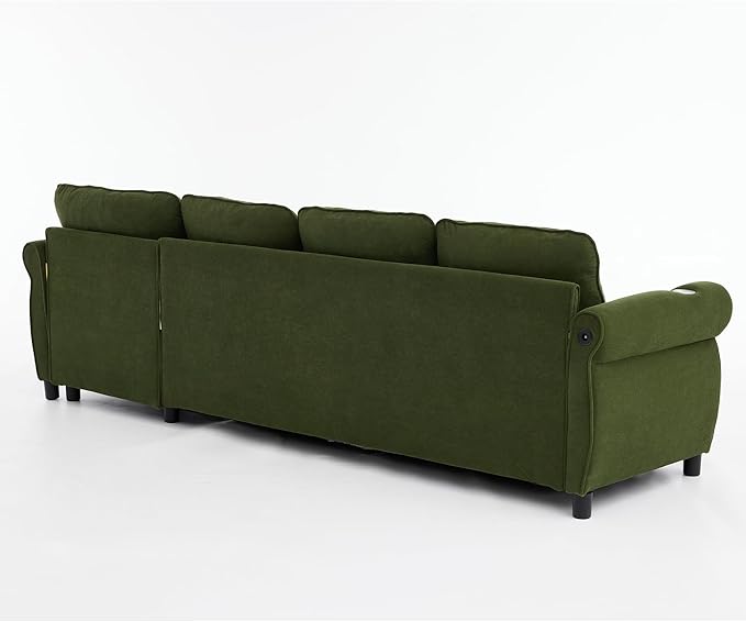 ERYE L-Shaped Reversible Sectional Sofa with Pull Out Queen Memory Mattress Sleeper Bed, 2-in-1 L-Shaped Corner Sectional Couches W/Wireless Charging, Storage Chaise Lounge