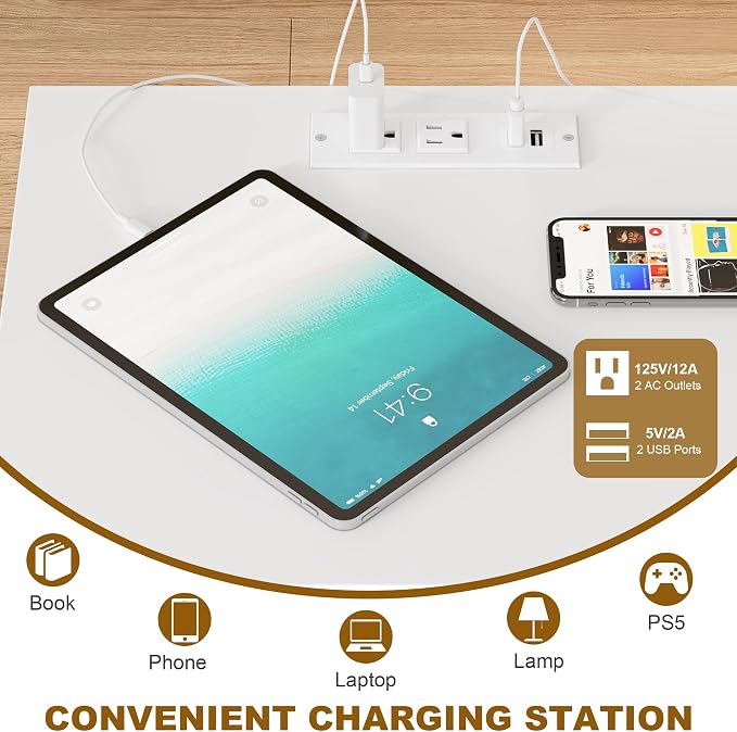 FOTOSOK White Nightstand, 26" H Night Stand with Charging Station, White Nightstand with USB Ports & Power Outlets, Silent Slides, Wooden End Side Table Bedside Table with 3 Drawers for Bedroom - Image 4