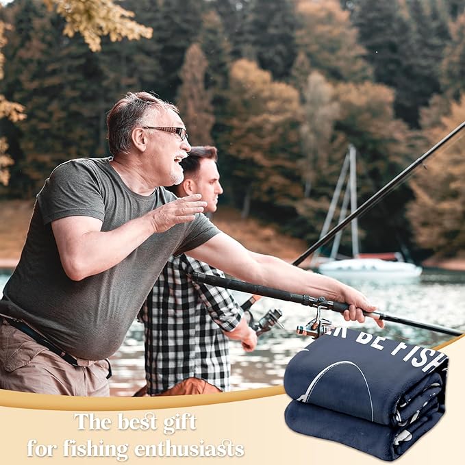 Fishing Gifts for Men, Flannel Soft Lucky Fish Blanket Decor, Fishermen Gifts for Men Boys Accessories, I’d Rather Be Fishing - 50" x 60"